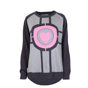Hot Topic Gray and Pink Heart Sweater